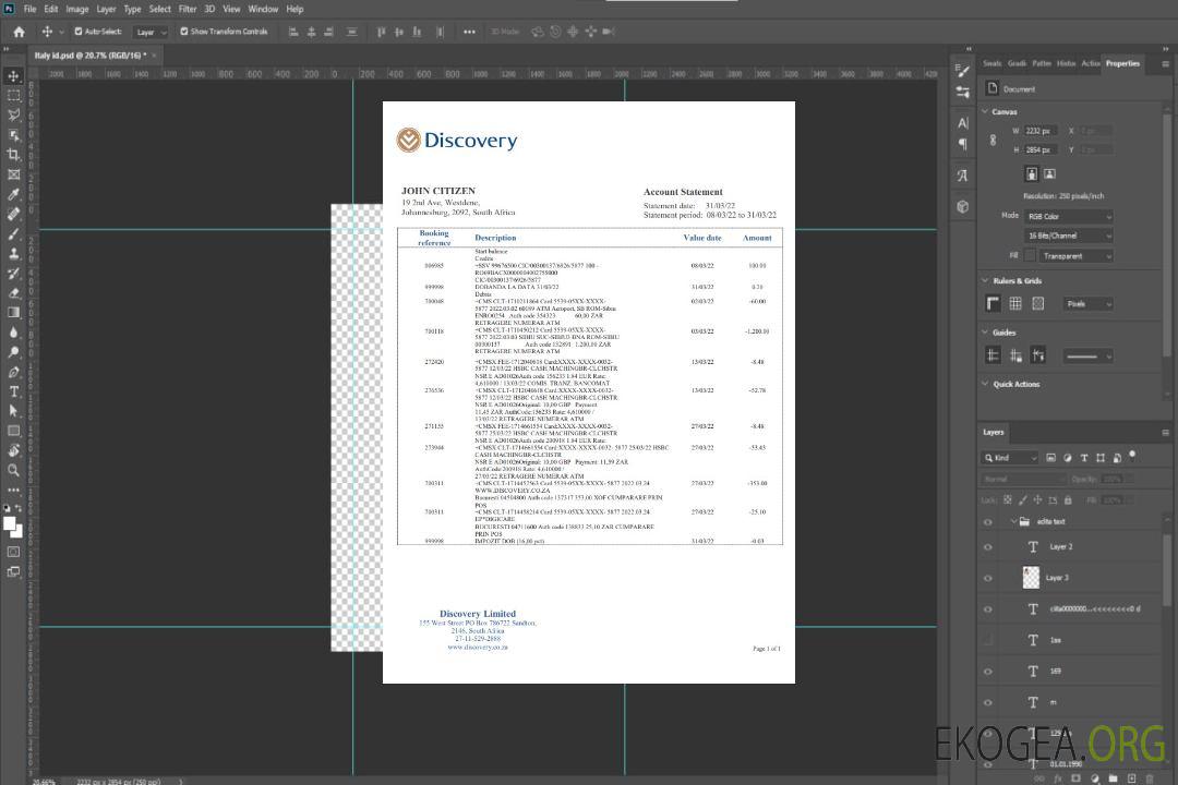 Relevé de la banque Discovery en Afrique du Sud template Relevé de la banque Discovery en Afrique du Sud template